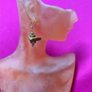 HANDMADE Chic Gold and Silver Wood Drop Earrings